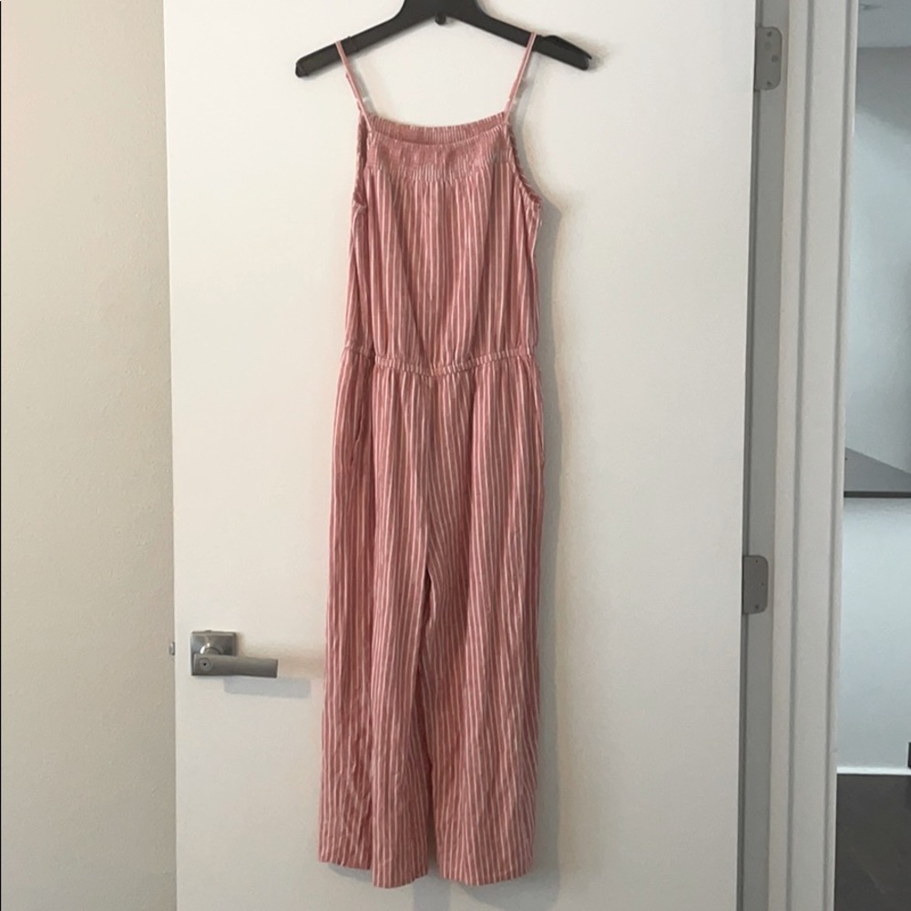 Pink and white stripe jumpsuit